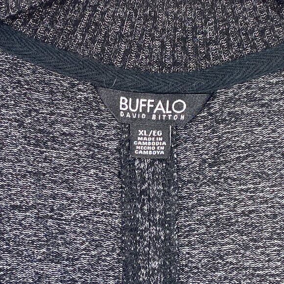 Buffalo Black & Grey Lightweight V-Neck Banded Hem Sweater XL Drop Long Sleeves - Picture 11 of 13